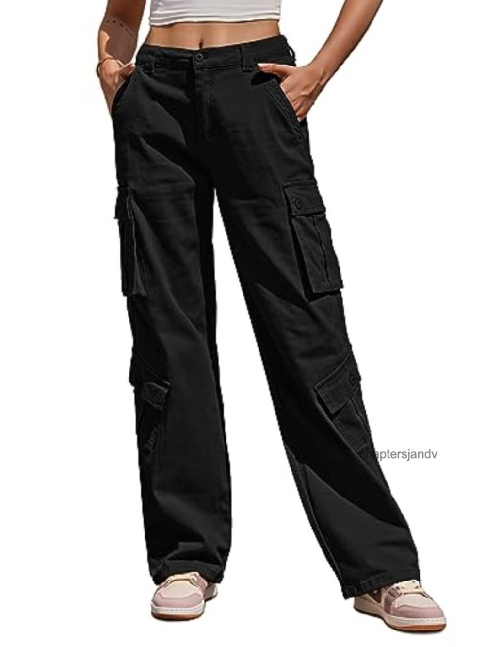 Women's High Waisted Wide Leg Cargo Pants 8 Pockets